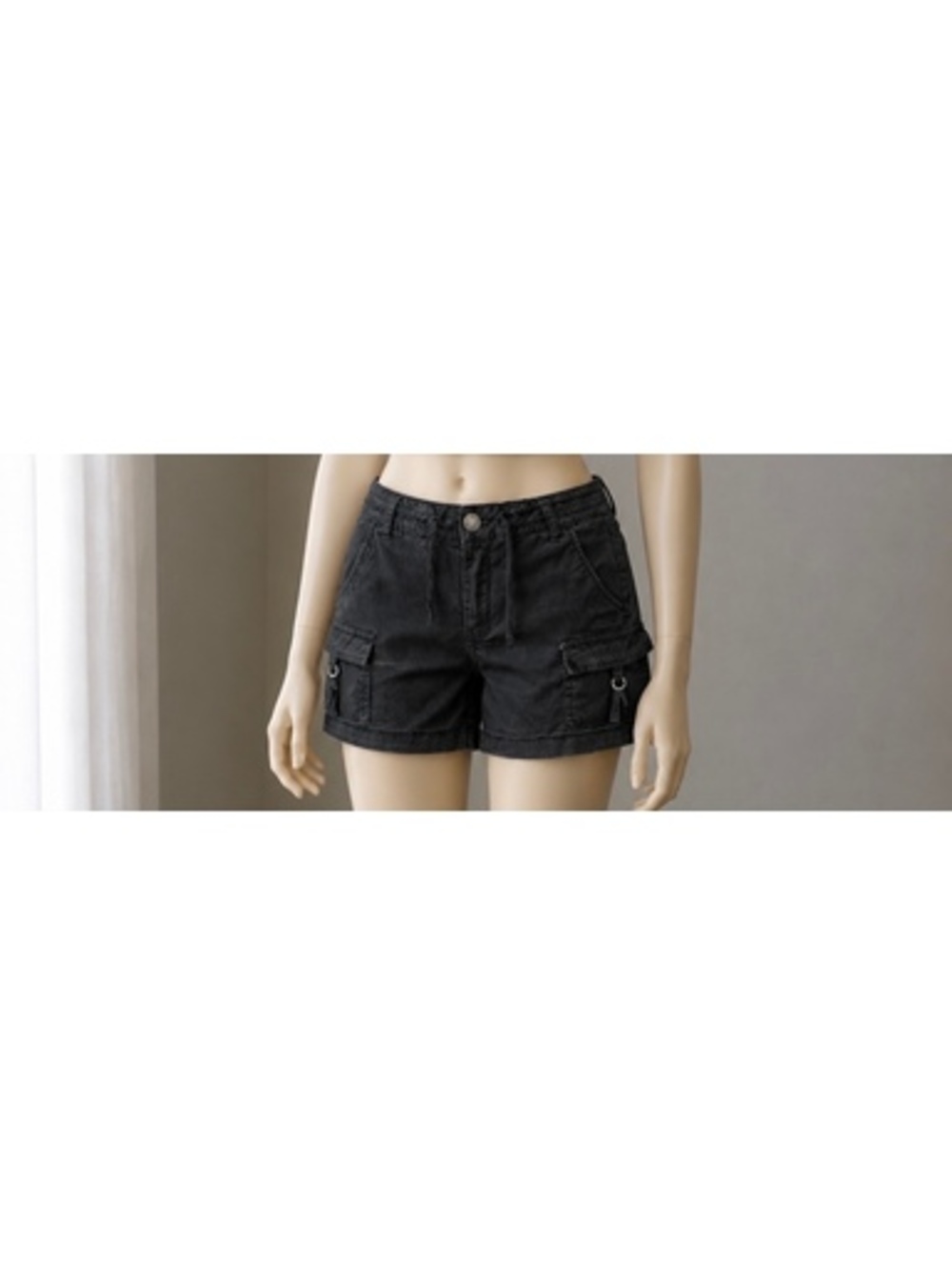 Sonoma Cargo Shorts Womens 10 Black Stretch Cotton Drawstring Utility